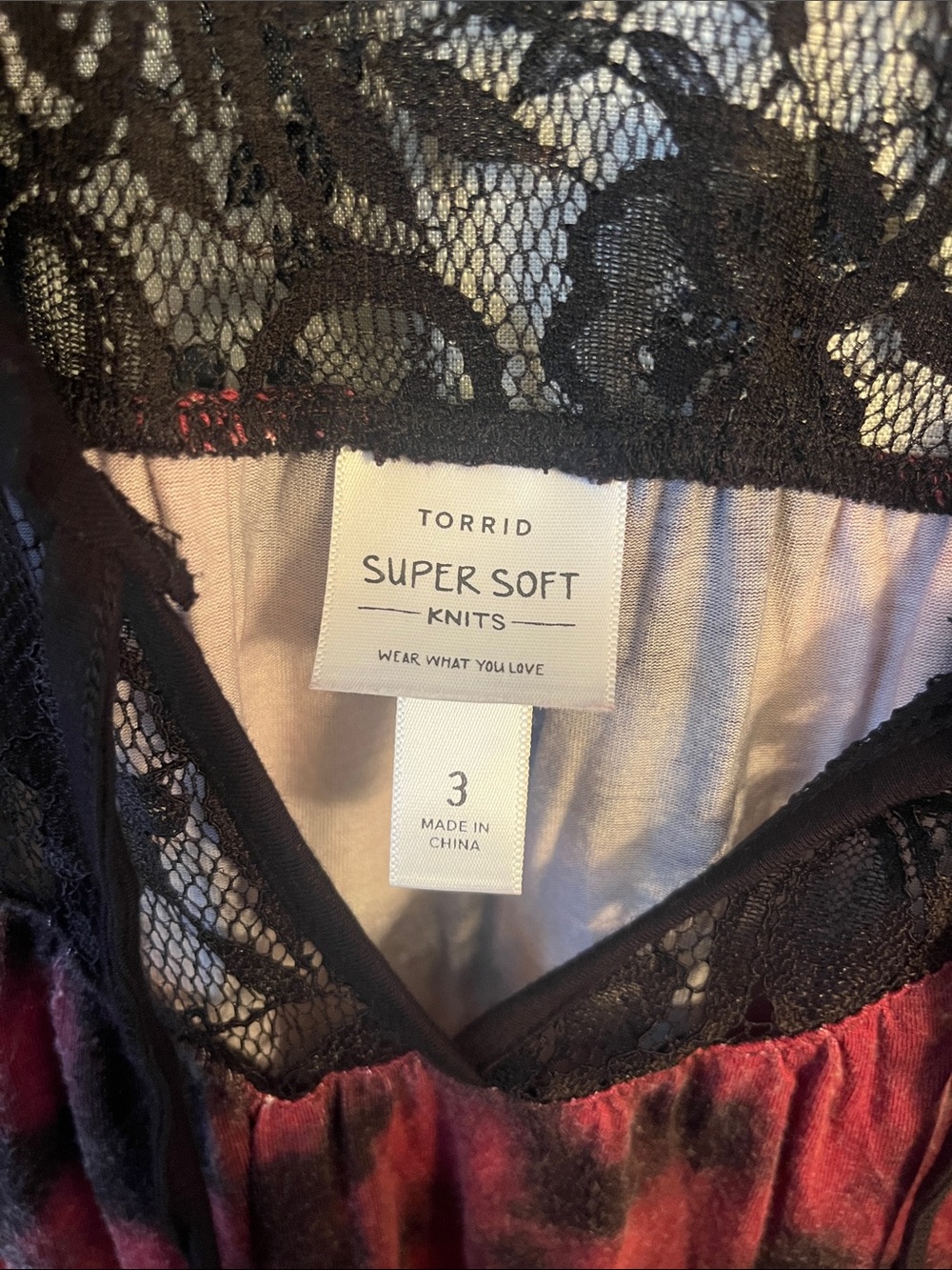 Torrid Super Soft Wine Tie Dye Lace Swing Tank - Picture 4 of 6